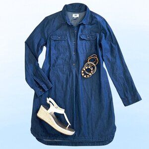 OLD NAVY Jeans Dress, M (8), blue cotton denim Women Dress, casual